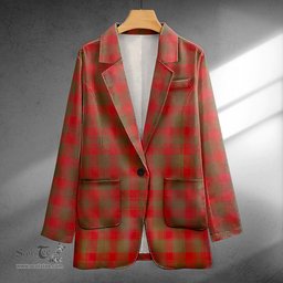ScotsTee Shop Donachie Weathered Clan Crest Casual Tartan Flat Lapel Collar Blazer Tartan Blazer Cotton