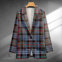 ScotsTee Shop Fletcher of Dunans Clan Crest Casual Tartan Flat Lapel Collar Blazer Tartan Blazer Cotton