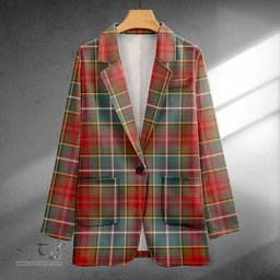ScotsTee Shop Crozier Weathered Clan Crest Casual Tartan Flat Lapel Collar Blazer Tartan Blazer Cotton