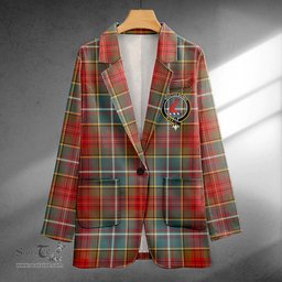 ScotsTee Shop Crozier Weathered Clan Crest Casual Tartan Flat Lapel Collar Blazer Tartan Blazer Cotton