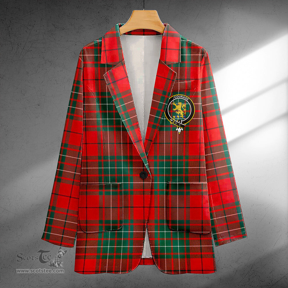 ScotsTee Shop Cumming (MacAulay #2) Modern Clan Crest Casual Tartan Flat Lapel Collar Blazer Tartan Blazer Cotton