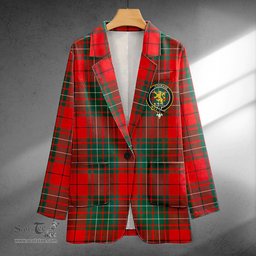 ScotsTee Shop Cumming (MacAulay #2) Modern Clan Crest Casual Tartan Flat Lapel Collar Blazer Tartan Blazer Cotton