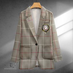 ScotsTee Shop Dunbar of Pitgaveny Clan Crest Casual Tartan Flat Lapel Collar Blazer Tartan Blazer Cotton