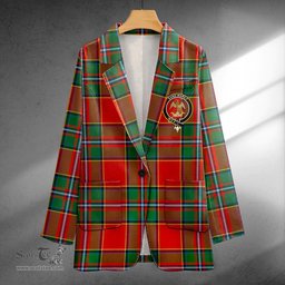 ScotsTee Shop Drummond Ancient Clan Crest Casual Tartan Flat Lapel Collar Blazer Tartan Blazer Cotton