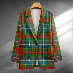 ScotsTee Shop Crozier Ancient Clan Crest Casual Tartan Flat Lapel Collar Blazer Tartan Blazer Cotton