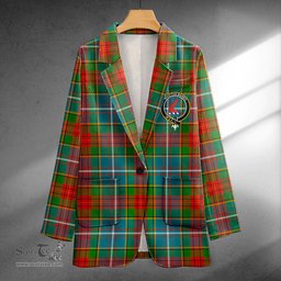 ScotsTee Shop Crozier Ancient Clan Crest Casual Tartan Flat Lapel Collar Blazer Tartan Blazer Cotton