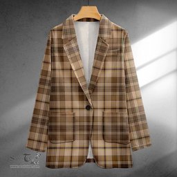 ScotsTee Shop Craig (Craigie) Weathered Clan Crest Casual Tartan Flat Lapel Collar Blazer Tartan Blazer Cotton