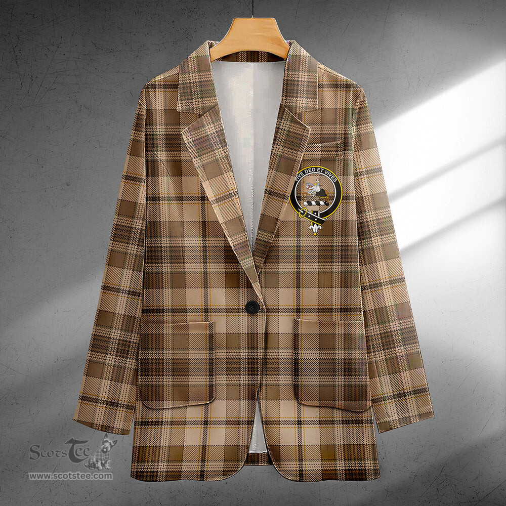 ScotsTee Shop Craig (Craigie) Weathered Clan Crest Casual Tartan Flat Lapel Collar Blazer Tartan Blazer Cotton