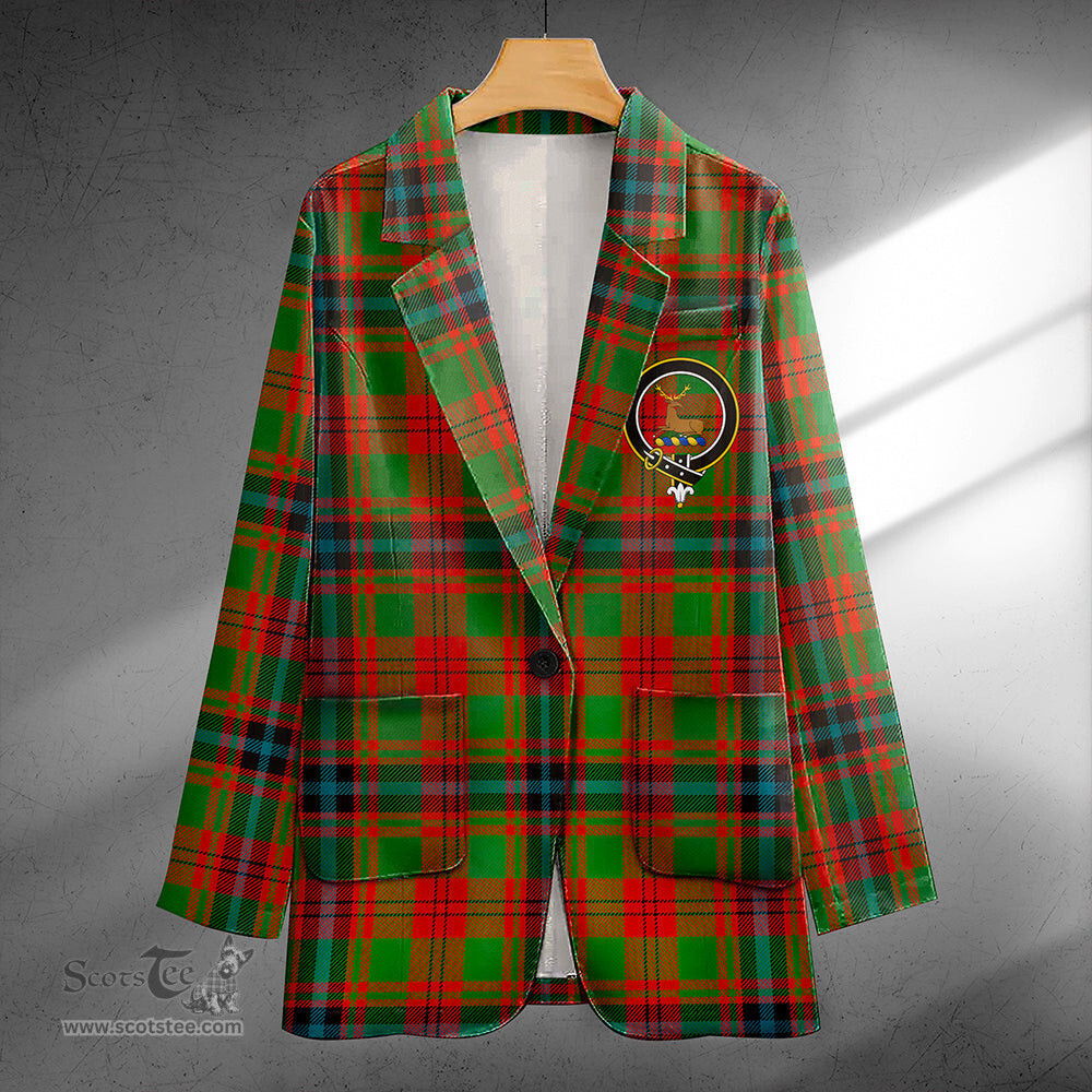 ScotsTee Shop Fulton 1999 Ancient Clan Crest Casual Tartan Flat Lapel Collar Blazer Tartan Blazer Cotton