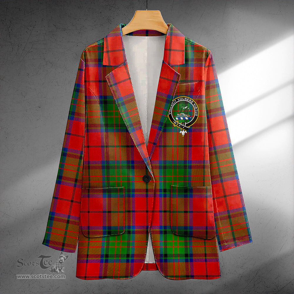 ScotsTee Shop Dickie Modern Clan Crest Casual Tartan Flat Lapel Collar Blazer Tartan Blazer Cotton