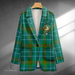 ScotsTee Shop Edmonstone Modern Clan Crest Casual Tartan Flat Lapel Collar Blazer Tartan Blazer Cotton