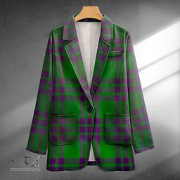 ScotsTee Shop Elphinstone Ancient Clan Crest Casual Tartan Flat Lapel Collar Blazer Tartan Blazer Cotton