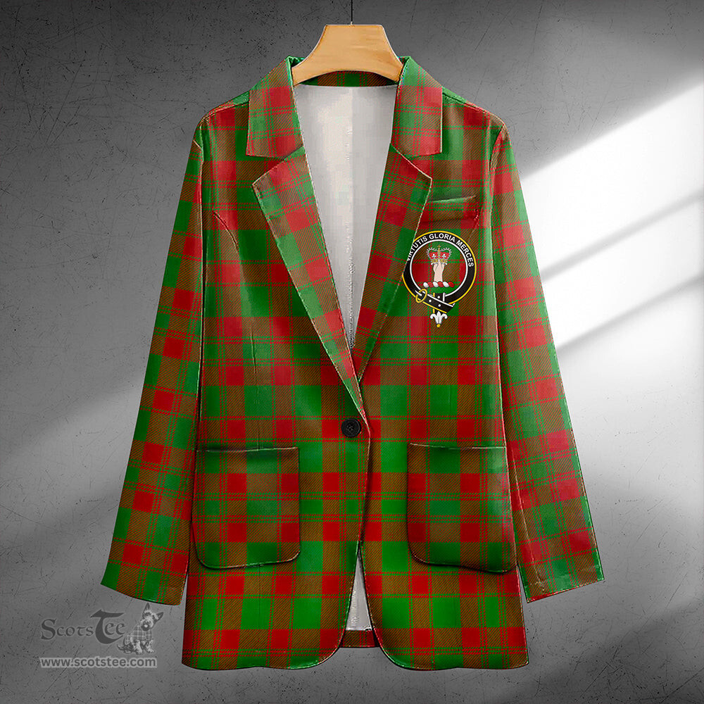 ScotsTee Shop Donachie Modern Clan Crest Casual Tartan Flat Lapel Collar Blazer Tartan Blazer Cotton