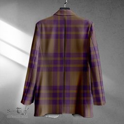 ScotsTee Shop Elphinstone Weathered Clan Crest Casual Tartan Flat Lapel Collar Blazer Tartan Blazer Cotton
