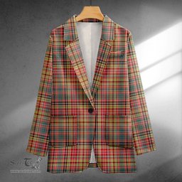 ScotsTee Shop Drummond of Strathallan Clan Crest Casual Tartan Flat Lapel Collar Blazer Tartan Blazer Cotton