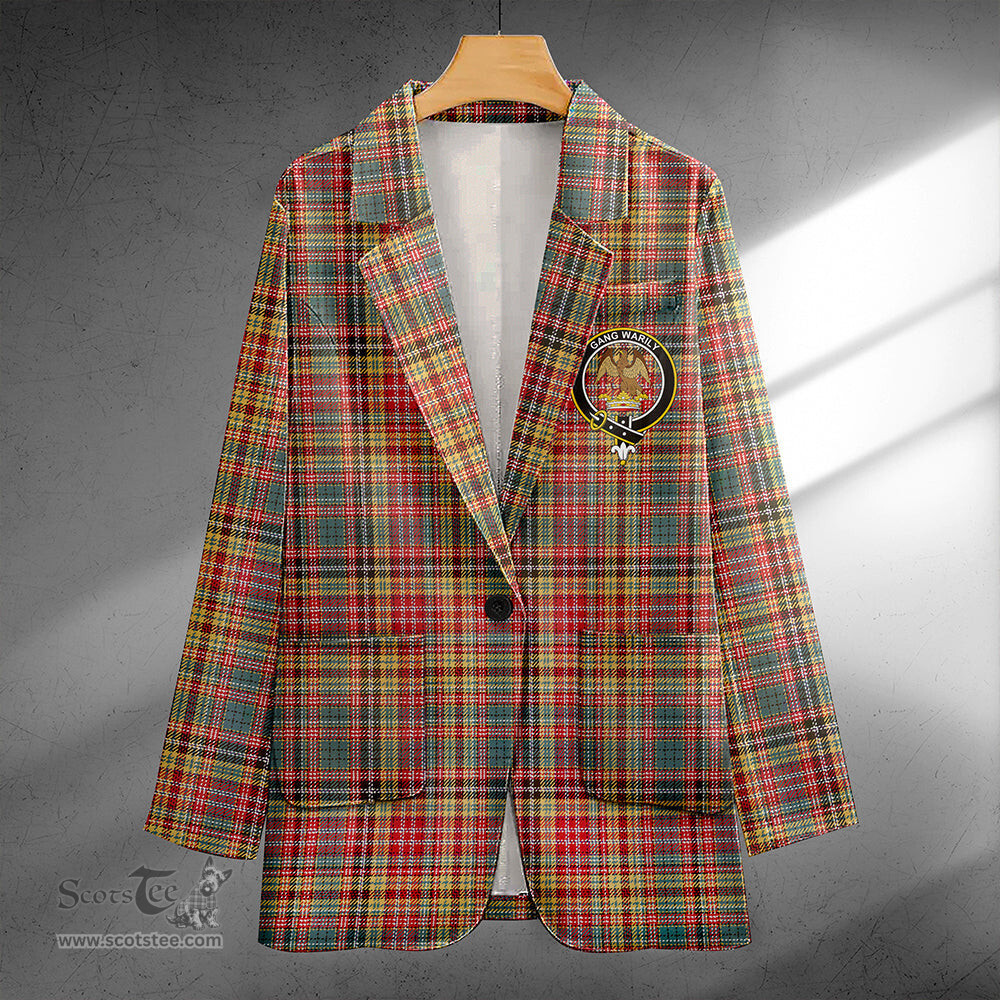 ScotsTee Shop Drummond of Strathallan Clan Crest Casual Tartan Flat Lapel Collar Blazer Tartan Blazer Cotton