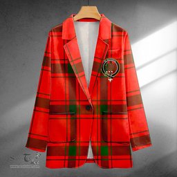 ScotsTee Shop Darroch Clan Crest Casual Tartan Flat Lapel Collar Blazer Tartan Blazer Cotton