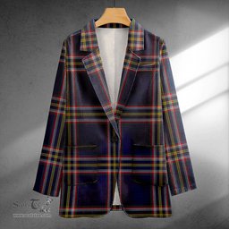 ScotsTee Shop Crichton (Creighton) Modern Clan Crest Casual Tartan Flat Lapel Collar Blazer Tartan Blazer Cotton