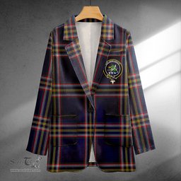 ScotsTee Shop Crichton (Creighton) Modern Clan Crest Casual Tartan Flat Lapel Collar Blazer Tartan Blazer Cotton