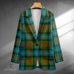ScotsTee Shop Curry (Currie) Ancient Clan Crest Casual Tartan Flat Lapel Collar Blazer Tartan Blazer Cotton