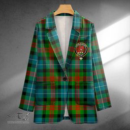 ScotsTee Shop Curry (Currie) Ancient Clan Crest Casual Tartan Flat Lapel Collar Blazer Tartan Blazer Cotton