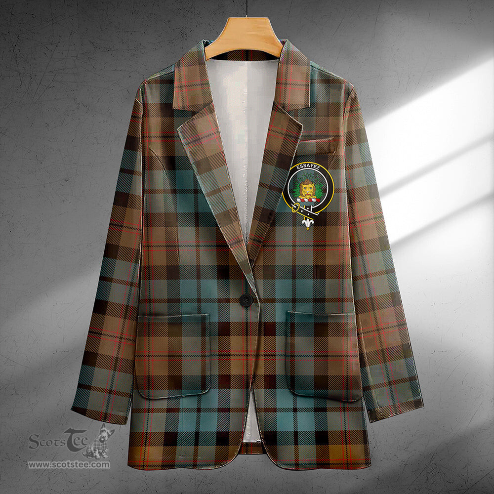 ScotsTee Shop Dundas Weathered Clan Crest Casual Tartan Flat Lapel Collar Blazer Tartan Blazer Cotton