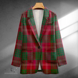 ScotsTee Shop Crawford Red Modern Clan Crest Casual Tartan Flat Lapel Collar Blazer Tartan Blazer Cotton