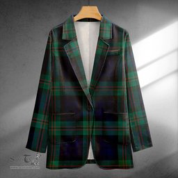 ScotsTee Shop Dundas Modern Clan Crest Casual Tartan Flat Lapel Collar Blazer Tartan Blazer Cotton