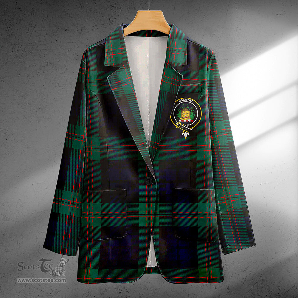 ScotsTee Shop Dundas Modern Clan Crest Casual Tartan Flat Lapel Collar Blazer Tartan Blazer Cotton
