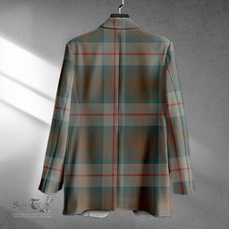 ScotsTee Shop Cranston Weathered Clan Crest Casual Tartan Flat Lapel Collar Blazer Tartan Blazer Cotton