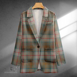 ScotsTee Shop Cranston Weathered Clan Crest Casual Tartan Flat Lapel Collar Blazer Tartan Blazer Cotton