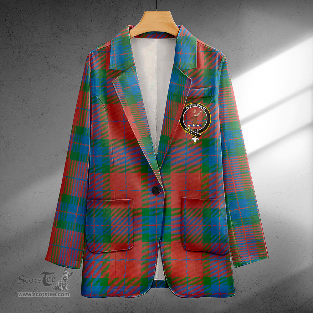 ScotsTee Shop Fraser of Boblainy Hugh Ancient Clan Crest Casual Tartan Flat Lapel Collar Blazer Tartan Blazer Cotton