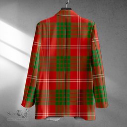 ScotsTee Shop Crawford Red Ancient Clan Crest Casual Tartan Flat Lapel Collar Blazer Tartan Blazer Cotton