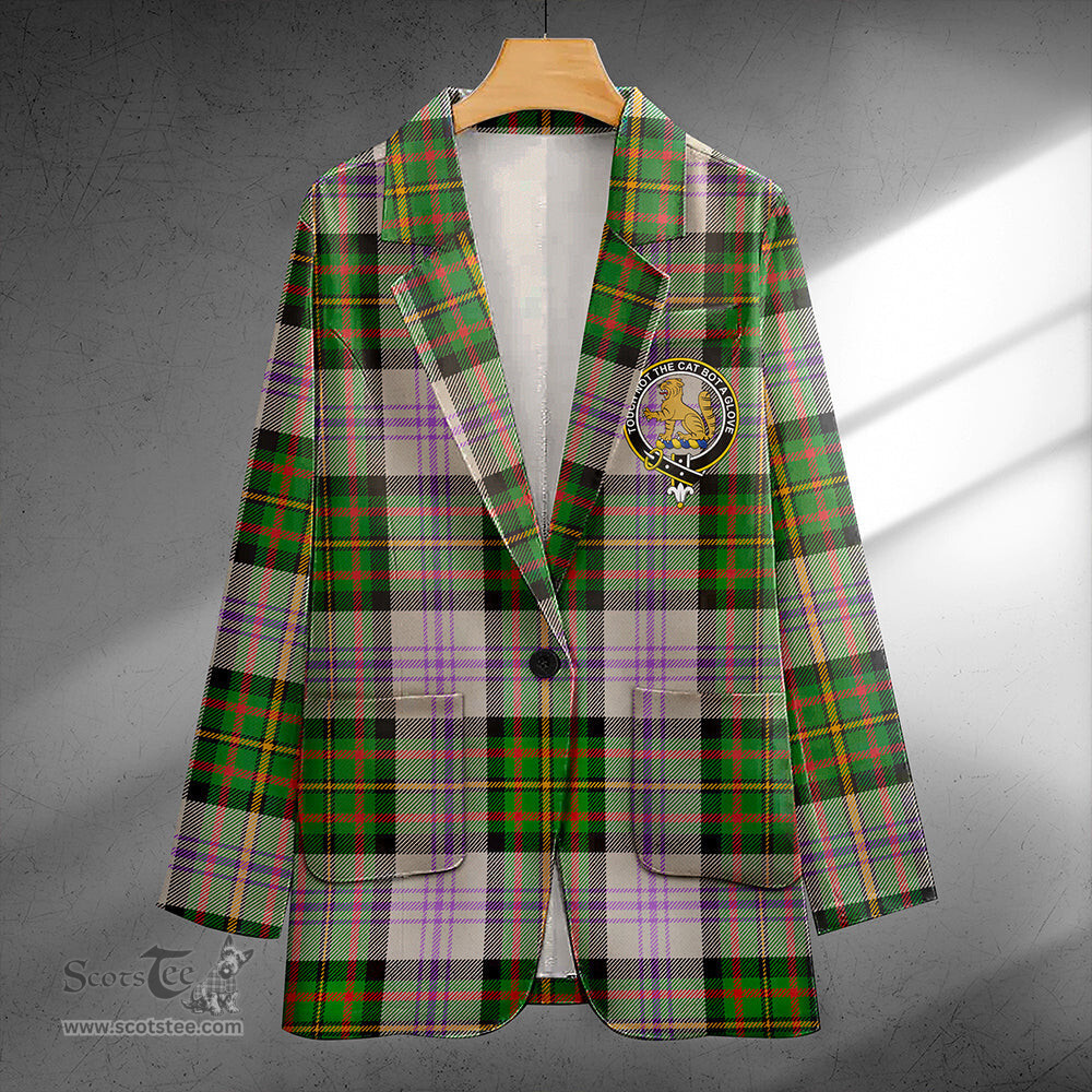 ScotsTee Shop Firth of Tay (Gillies Dress) Ancient Clan Crest Casual Tartan Flat Lapel Collar Blazer Tartan Blazer Cotton