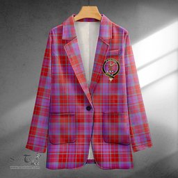 ScotsTee Shop Fraser of Reelig Ancient Clan Crest Casual Tartan Flat Lapel Collar Blazer Tartan Blazer Cotton