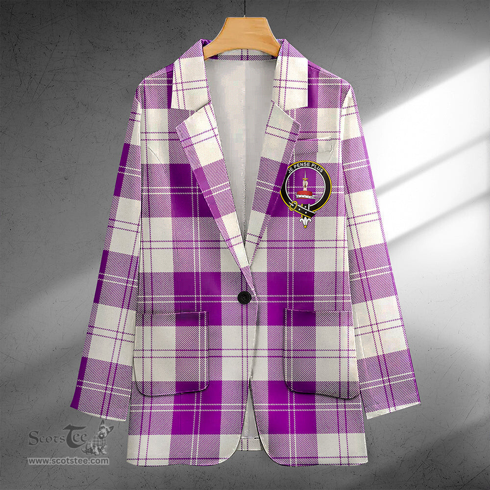 ScotsTee Shop Erskine Red Clan Crest Casual Tartan Flat Lapel Collar Blazer Tartan Blazer Cotton