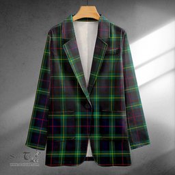 ScotsTee Shop Farquharson Modern Clan Crest Casual Tartan Flat Lapel Collar Blazer Tartan Blazer Cotton