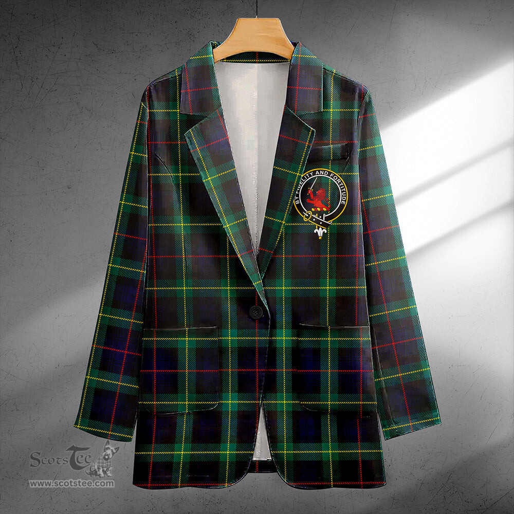 ScotsTee Shop Farquharson Modern Clan Crest Casual Tartan Flat Lapel Collar Blazer Tartan Blazer Cotton