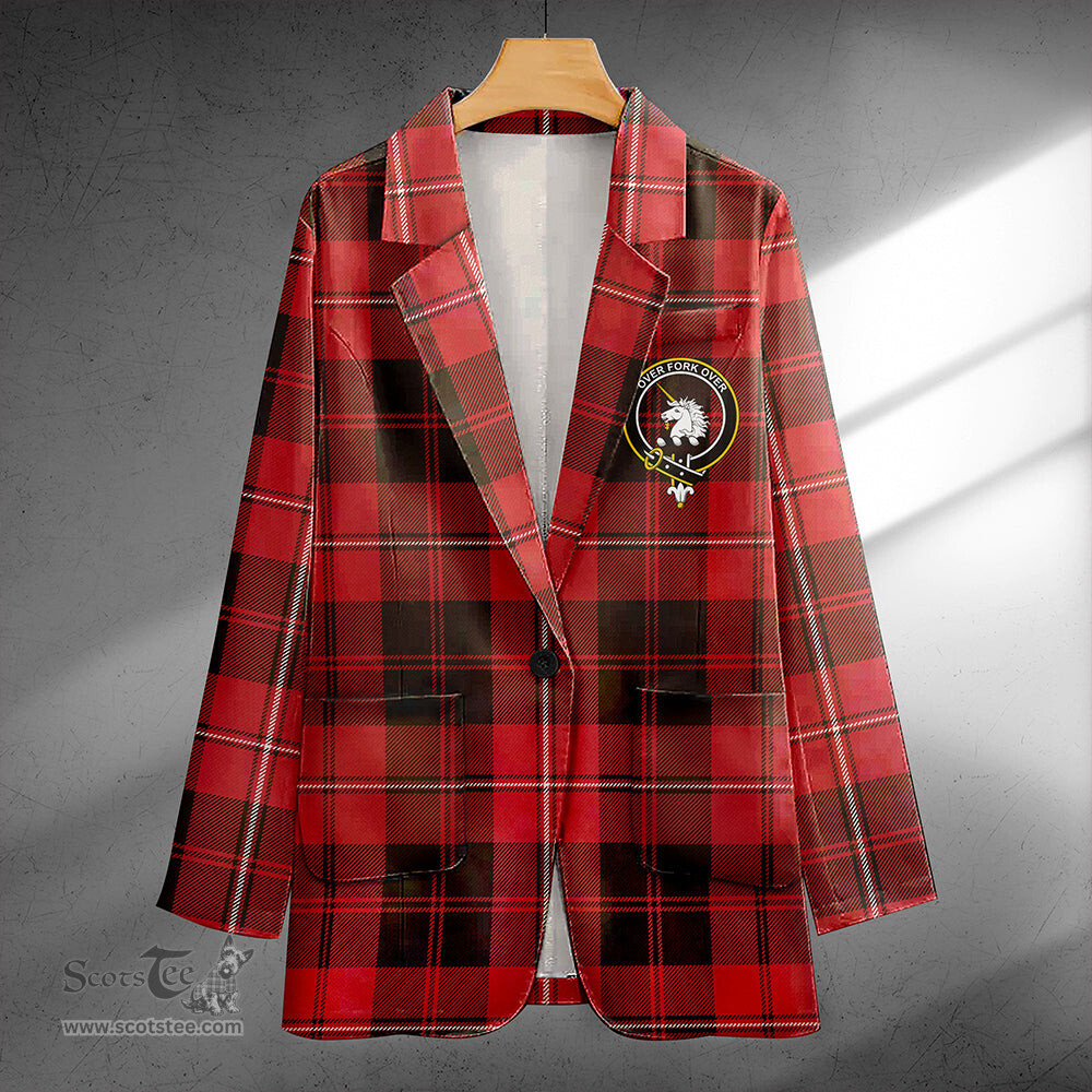 ScotsTee Shop Cunningham Weathered Clan Crest Casual Tartan Flat Lapel Collar Blazer Tartan Blazer Cotton
