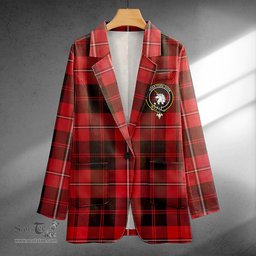 ScotsTee Shop Cunningham Weathered Clan Crest Casual Tartan Flat Lapel Collar Blazer Tartan Blazer Cotton