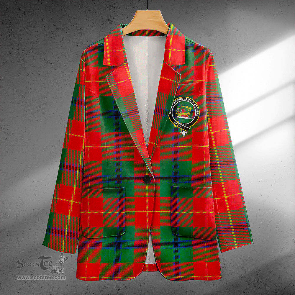ScotsTee Shop Douglas of Roxburgh Modern Clan Crest Casual Tartan Flat Lapel Collar Blazer Tartan Blazer Cotton