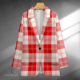 ScotsTee Shop Erskine Weathered Clan Crest Casual Tartan Flat Lapel Collar Blazer Tartan Blazer Cotton