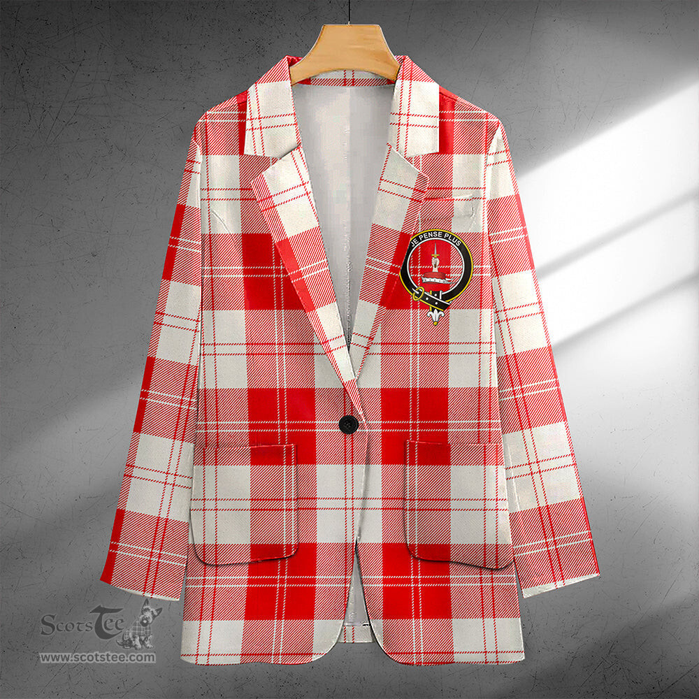 ScotsTee Shop Erskine Weathered Clan Crest Casual Tartan Flat Lapel Collar Blazer Tartan Blazer Cotton