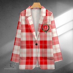 ScotsTee Shop Erskine Weathered Clan Crest Casual Tartan Flat Lapel Collar Blazer Tartan Blazer Cotton