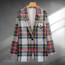 ScotsTee Shop Dennistoun Clan Crest Casual Tartan Flat Lapel Collar Blazer Tartan Blazer Cotton