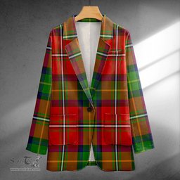 ScotsTee Shop Fullerton Clan Crest Casual Tartan Flat Lapel Collar Blazer Tartan Blazer Cotton