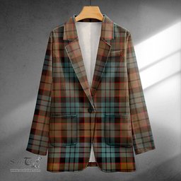 ScotsTee Shop Fletcher Family Weathered Clan Crest Casual Tartan Flat Lapel Collar Blazer Tartan Blazer Cotton