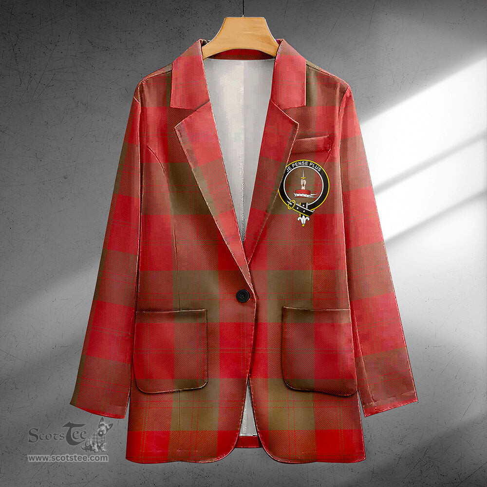 ScotsTee Shop Erskine Clan Crest Casual Tartan Flat Lapel Collar Blazer Tartan Blazer Cotton