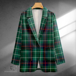 ScotsTee Shop Duncan Modern Clan Crest Casual Tartan Flat Lapel Collar Blazer Tartan Blazer Cotton