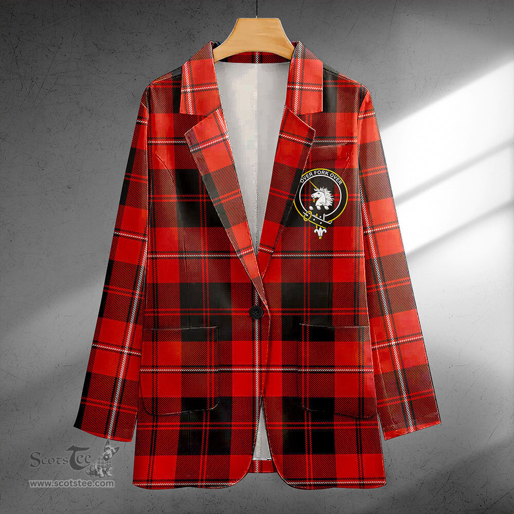 ScotsTee Shop Cunningham Ancient Clan Crest Casual Tartan Flat Lapel Collar Blazer Tartan Blazer Cotton